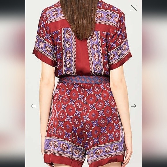 SANDRO Floral-print Short-sleeved Satin Playsuit - Picture 2 of 16